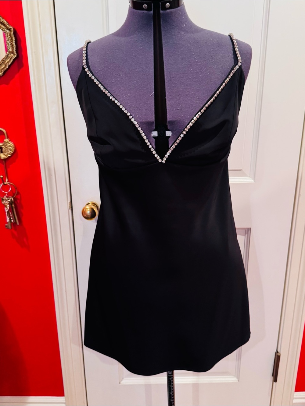 House of Harlow 1960 Black Mini Dress with rhinestone detail
